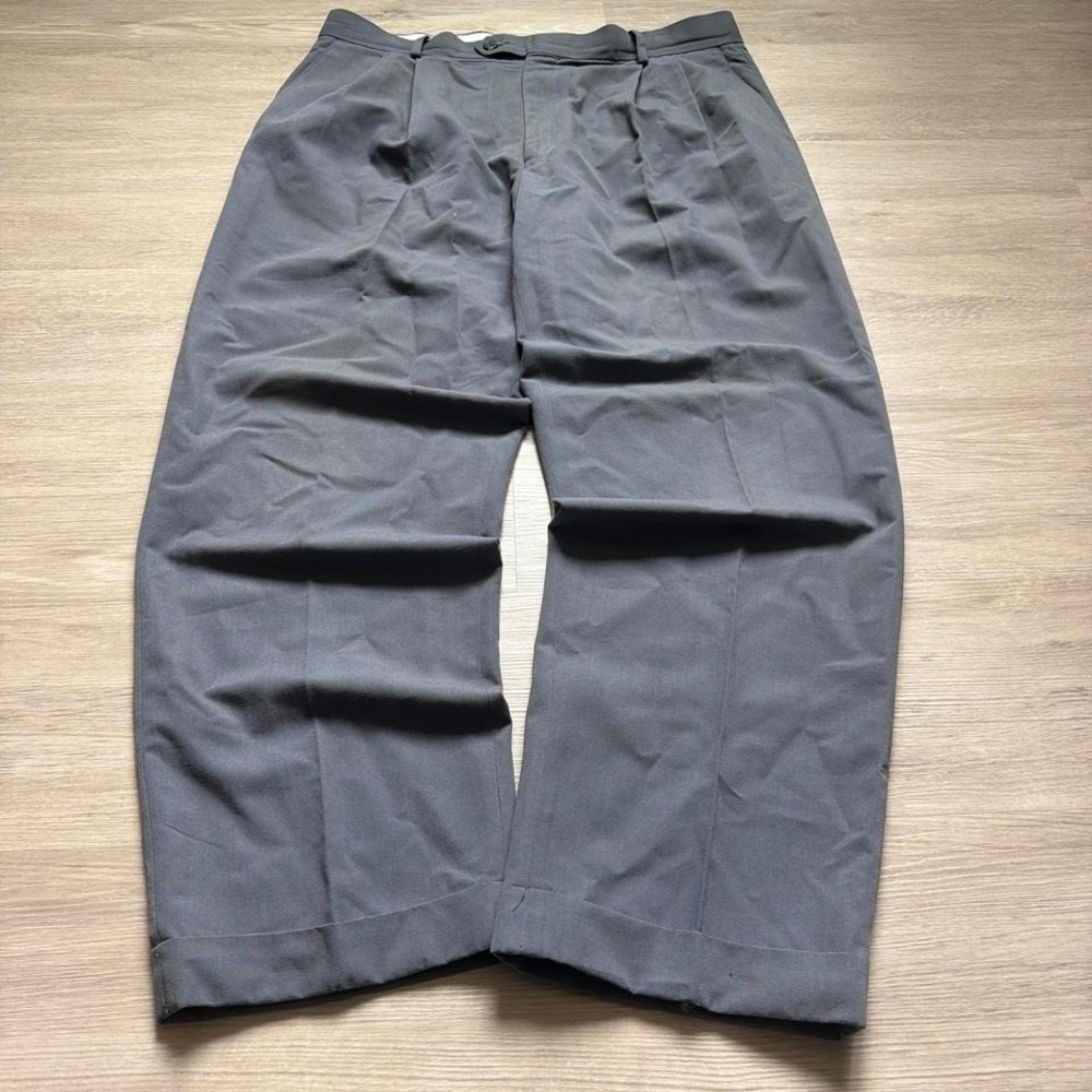 36x30 Grey Baggy Wide Leg Pleated Dress Pants Y2K Grunge Vintage 2000s